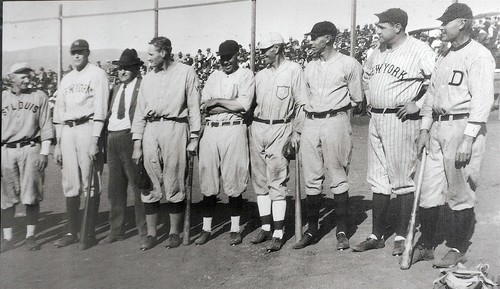 Babe Ruth, Walter Johnson with teams