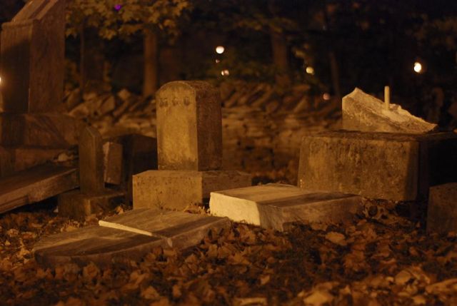 vandalized gravestones